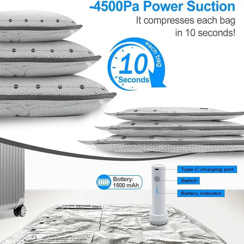 📢📢50 % de réduction !! ⏰ Set de sacs de compression sous vide sans fil pour le voyage - Image 4