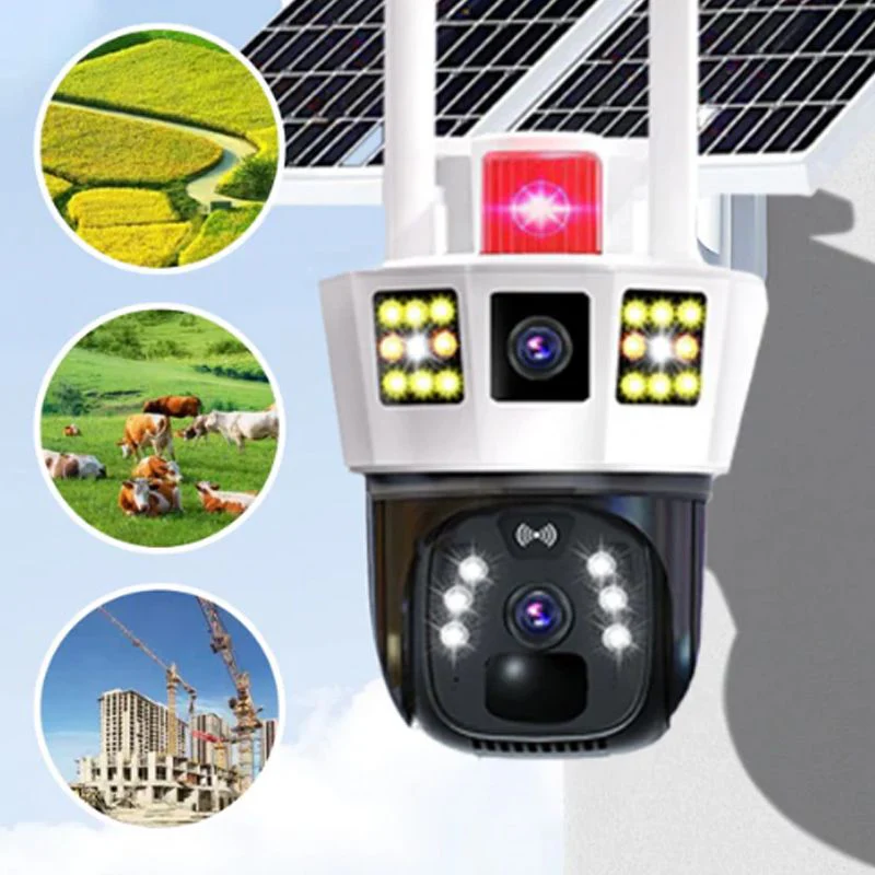 🔥vente à chaud🔥Caméra de surveillance solaire intelligente à 360° avec moniteur à triple écran - Image 4