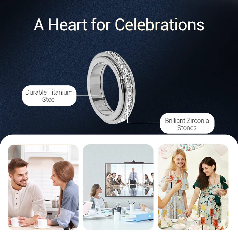 📢📢50% DE RÉDUCTION !!! 🎅Bague tournante en acier titane avec zircone - Image 3