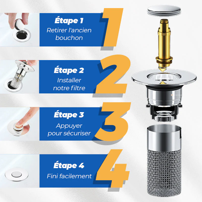 🚰 ACHETEZ 1 - RECEVEZ 1 GRATUIT ! ✨ Filtre de Vidange d'Évier Universel - Retient les Déchets sans Bloquer l'Eau, Installation Facile et Nettoyage Rapide 🛠️📦 - Image 8