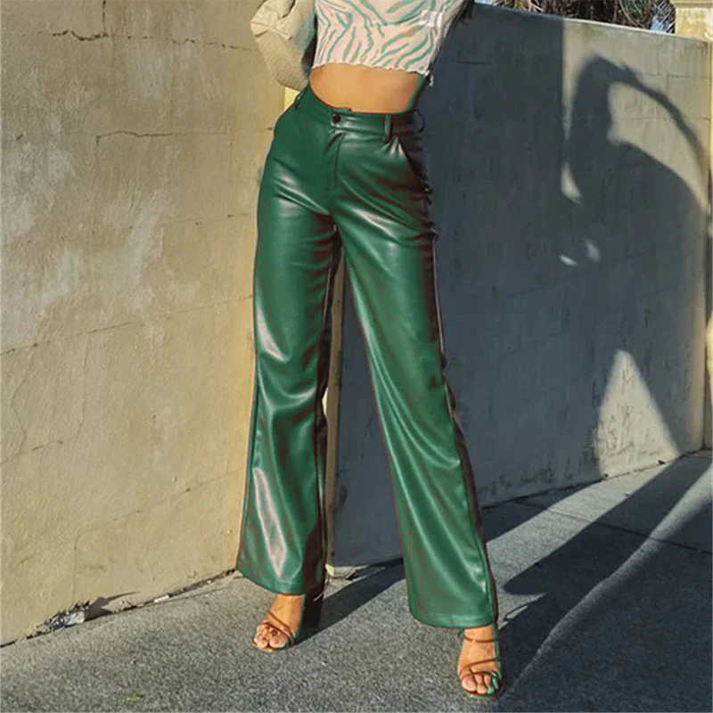 Versatile High-Waist Faux Leather Pants - Image 11