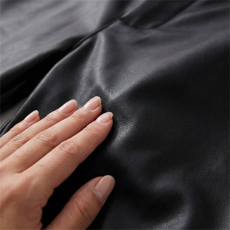 Versatile High-Waist Faux Leather Pants - Image 9