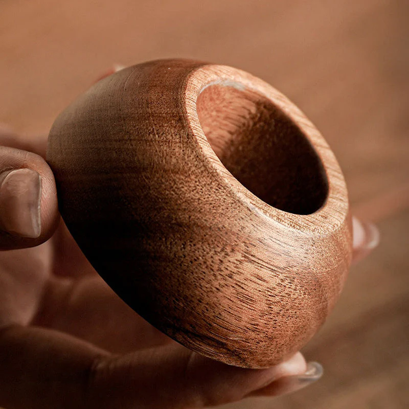 Tasse à café vintage avec anse en bois et soucoupe - Image 7