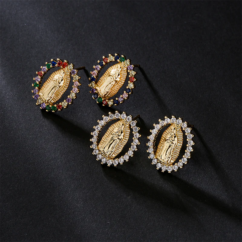 📢📢50 % de réduction !!! 🎅Boucles d'oreilles étincelantes Vierge Marie pour la foi et la mode