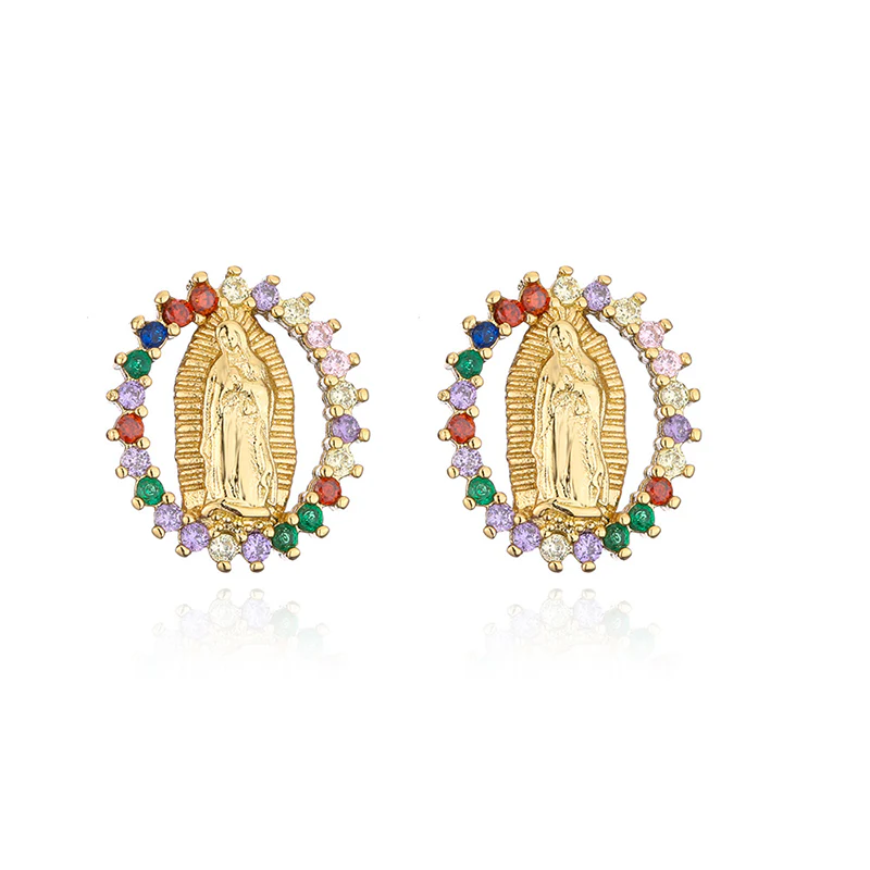 📢📢50 % de réduction !!! 🎅Boucles d'oreilles étincelantes Vierge Marie pour la foi et la mode - Image 2