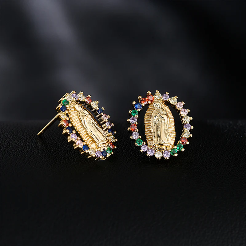 📢📢50 % de réduction !!! 🎅Boucles d'oreilles étincelantes Vierge Marie pour la foi et la mode - Image 3