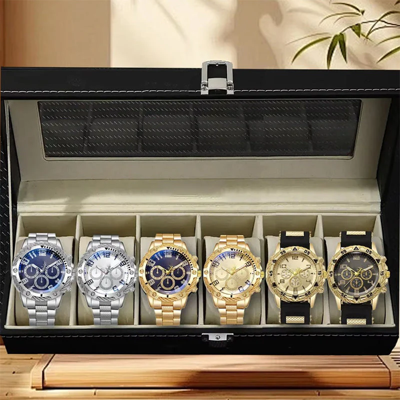 📢📢70 % DE RÉDUCTION !! ⏰ Ensemble de 6 montres pour homme – Collection élégante, coffret cadeau raffiné et parfait pour toutes les occasions ✨📦 - Image 9