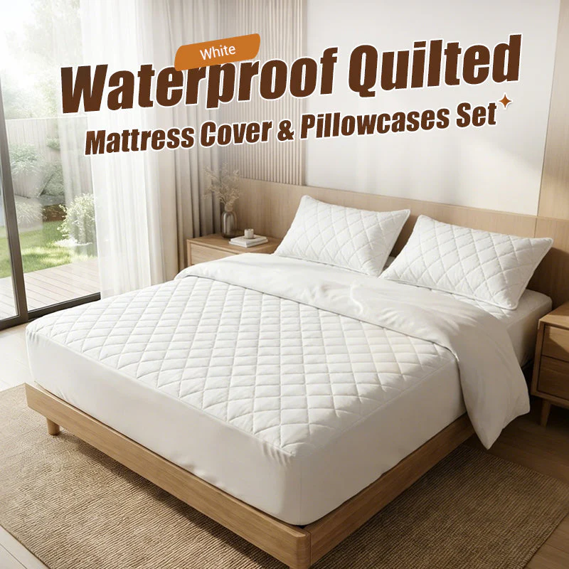 Ensemble imperméable de housse de matelas matelassée et taies d'oreiller