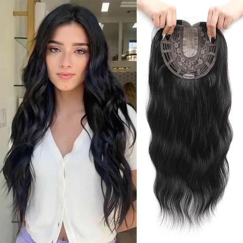 🌸50% de réduction pour une durée limitée👧 Wavy Clip-In Hair Topper avec Bangs pour l'amincissement des cheveux - Image 10