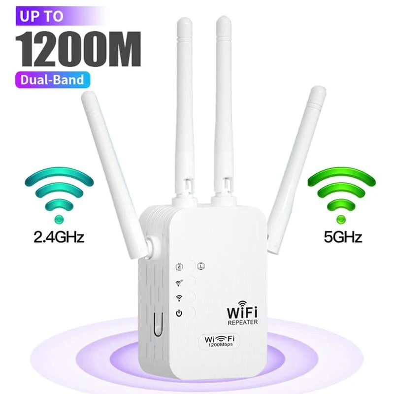 đ Dernier jour Promotion 58% đ„ Extenseur WiFi 2025,1200Mbps Booster de signal Ă double bande (5GHz/2.4GHz), couvre 10 000 pieds carrĂ©s et 50 appareils, rĂ©pĂ©teur avec port Ethernet pour la maison