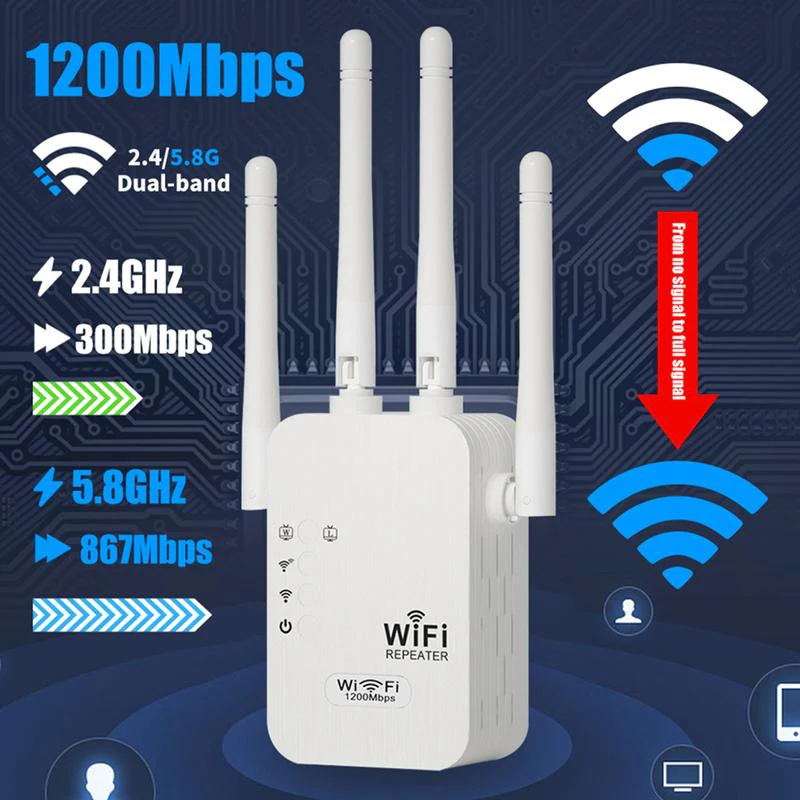đ Dernier jour Promotion 58% đ„ Extenseur WiFi 2025,1200Mbps Booster de signal Ă double bande (5GHz/2.4GHz), couvre 10 000 pieds carrĂ©s et 50 appareils, rĂ©pĂ©teur avec port Ethernet pour la maison - Image 5