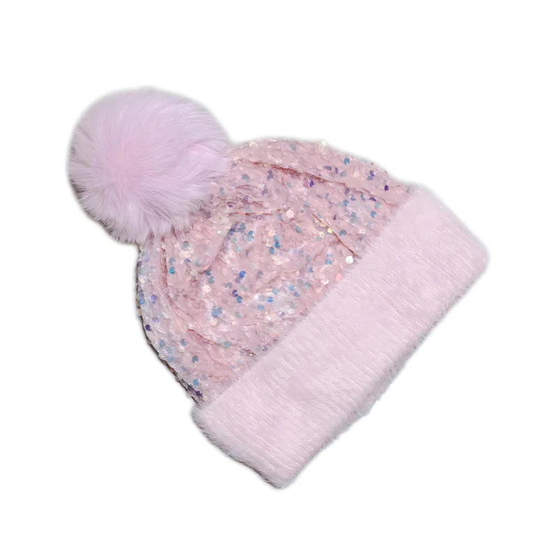 📢📢60 % de réduction !!!⏰Bonnet d'hiver à pompon et paillettes scintillantes - Image 14