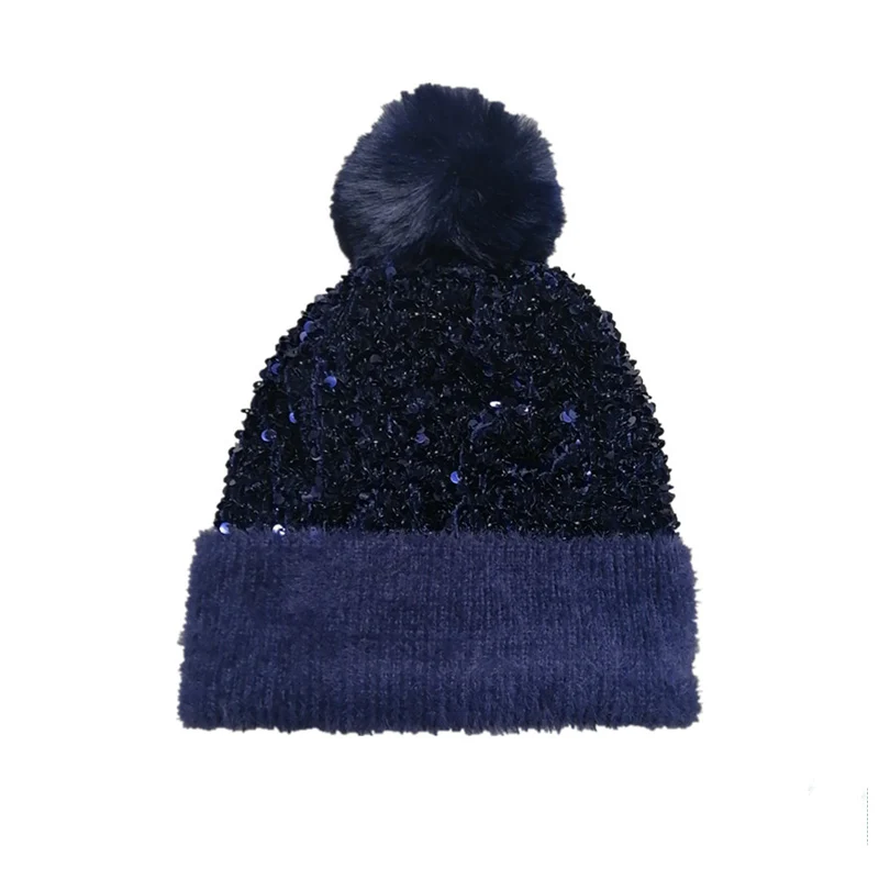 📢📢60 % de réduction !!!⏰Bonnet d'hiver à pompon et paillettes scintillantes - Image 17