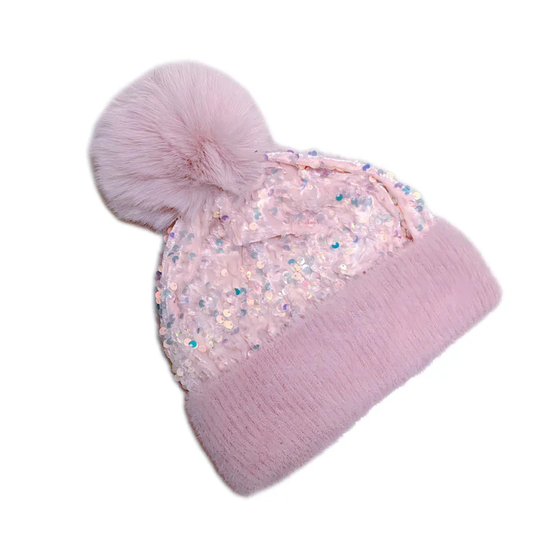📢📢60 % de réduction !!!⏰Bonnet d'hiver à pompon et paillettes scintillantes - Image 21