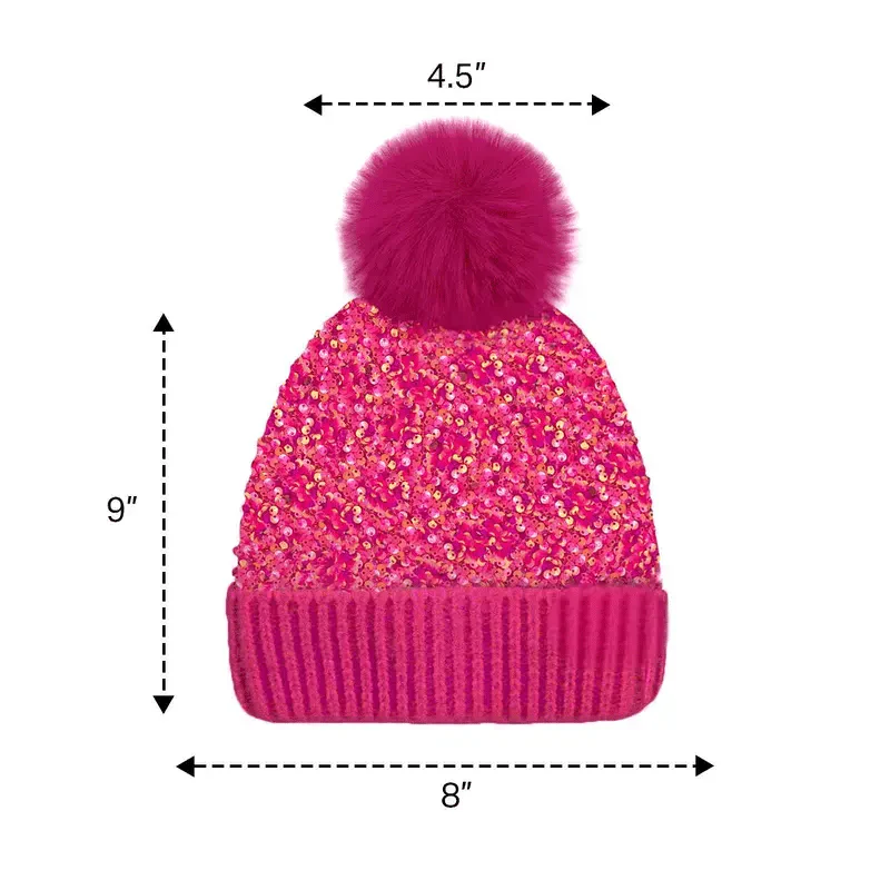 📢📢60 % de réduction !!!⏰Bonnet d'hiver à pompon et paillettes scintillantes - Image 4