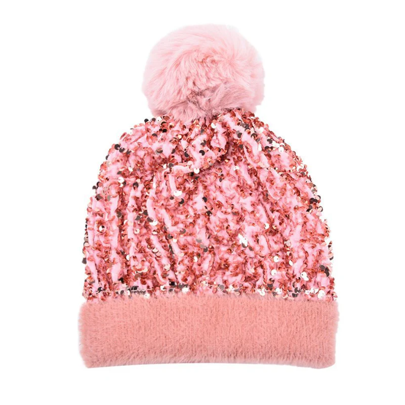 📢📢60 % de réduction !!!⏰Bonnet d'hiver à pompon et paillettes scintillantes - Image 9