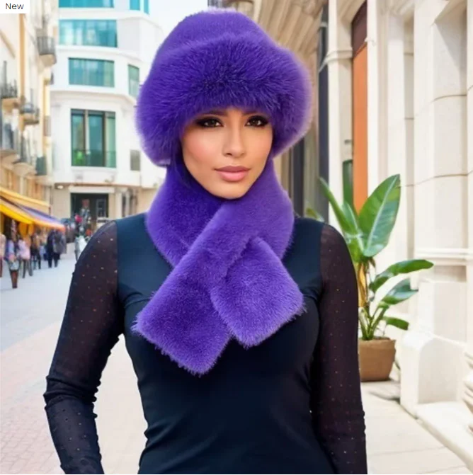 📢📢60 % de réduction !!! 🎅Écharpe d'hiver Bonnet en peluche Combinaison chaude épaissie - Image 6