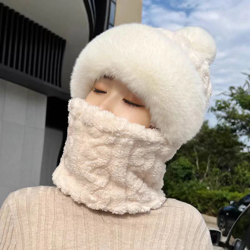 📢📢60 % de réduction !!!✨ Nouveau bonnet hiver 2025 en laine épaisse et chaud : coupe-vent, style 2-en-1 écharpe-bonnet & tendance ! ❄️ - Image 11
