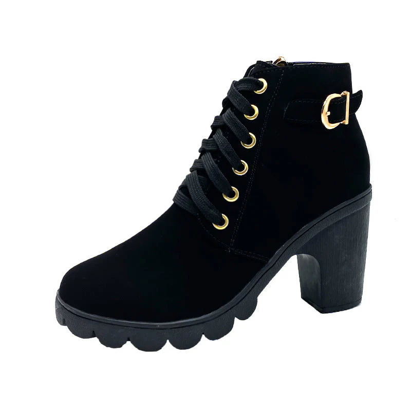 📢Dernier jour de soldes⏰ Bottes Femme à Talon Block Semelle Épaisse - Image 5