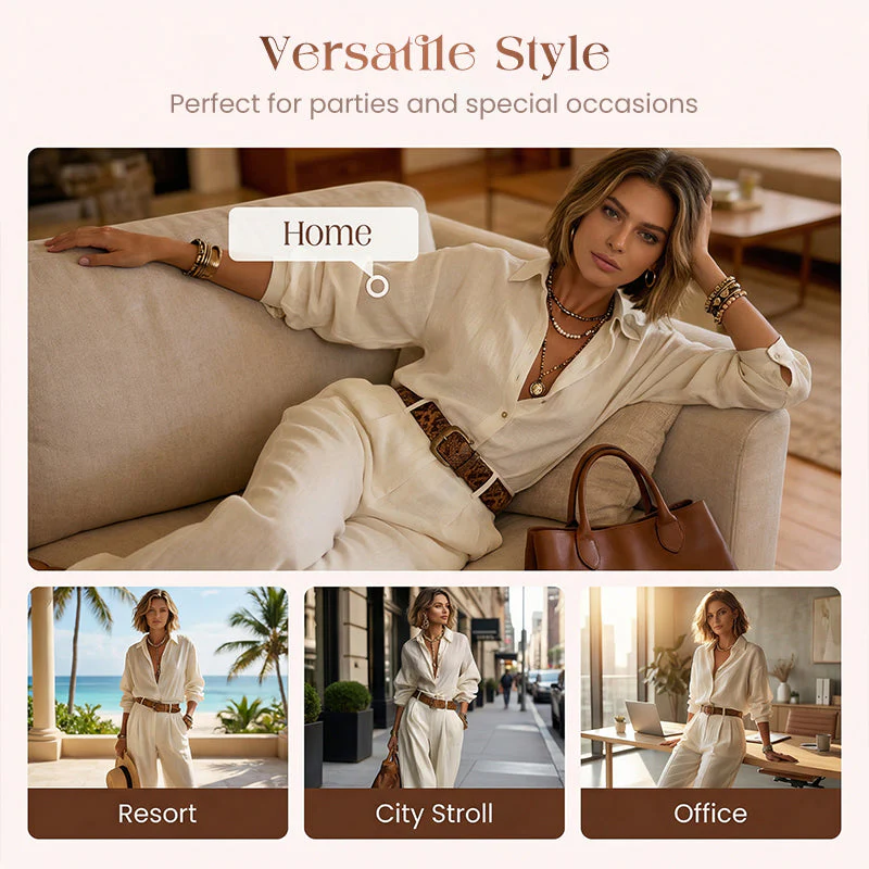 đąđą50 % de rĂ©duction !!â° Du Bureau au CafĂ© | Ensemble Chemise Large & Pantalon Palazzo đŒăPromo -60%ă - Image 6