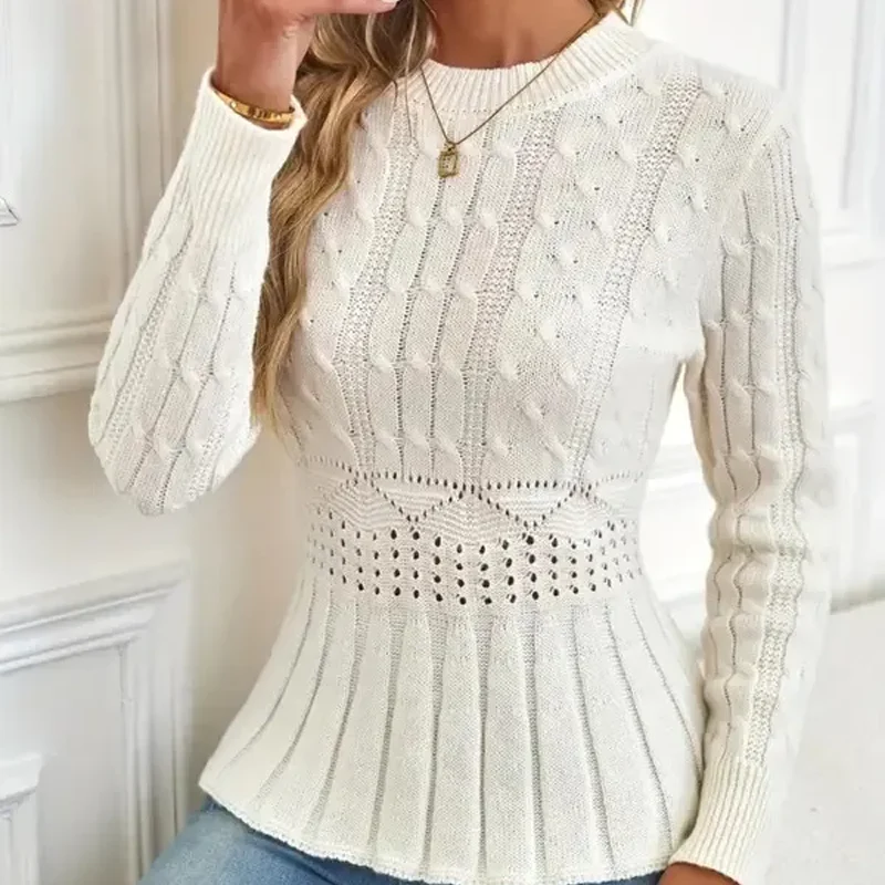 🔥 50% DE RÉDUCTION ! ✨ Pull Femme à Col Peter Pan - Maille Épaisse, Ourlet Péplum, Intemporel pour Tenues d'Automne 🧶✨ - Image 6