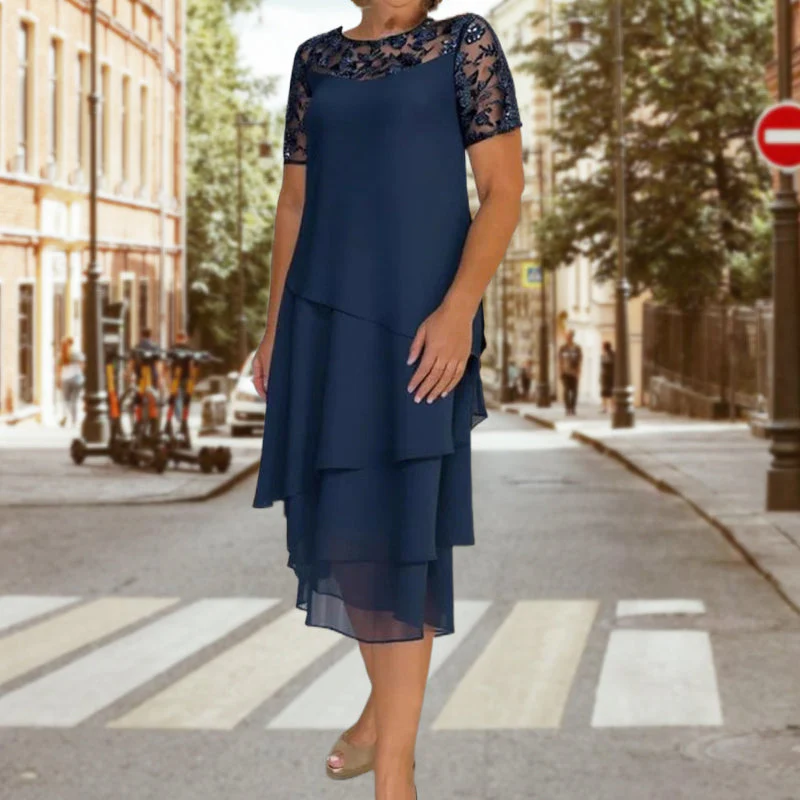 ⏳Spécial à durée limitée⏰Robe midi A-line en maille superposée👗