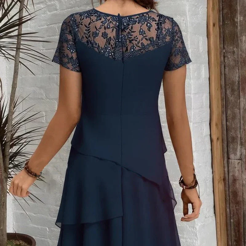 ⏳Spécial à durée limitée⏰Robe midi A-line en maille superposée👗 - Image 4