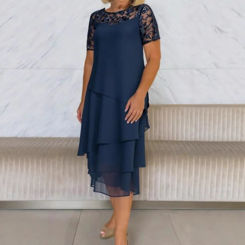 ⏳Spécial à durée limitée⏰Robe midi A-line en maille superposée👗 - Image 5