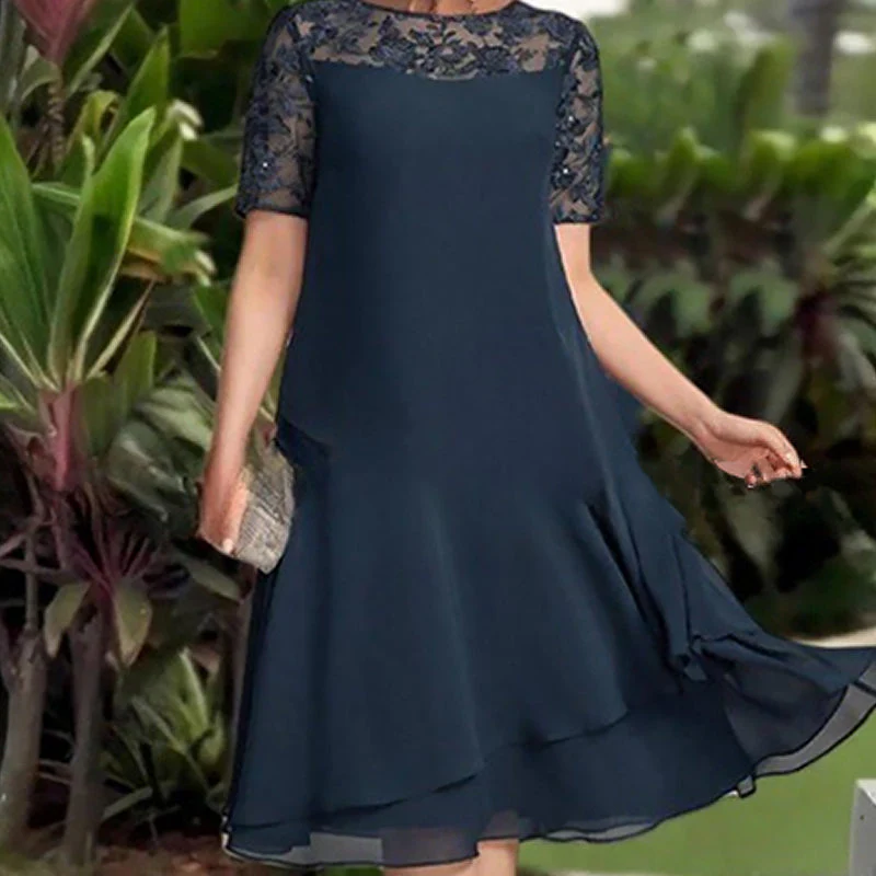 ⏳Spécial à durée limitée⏰Robe midi A-line en maille superposée👗 - Image 6