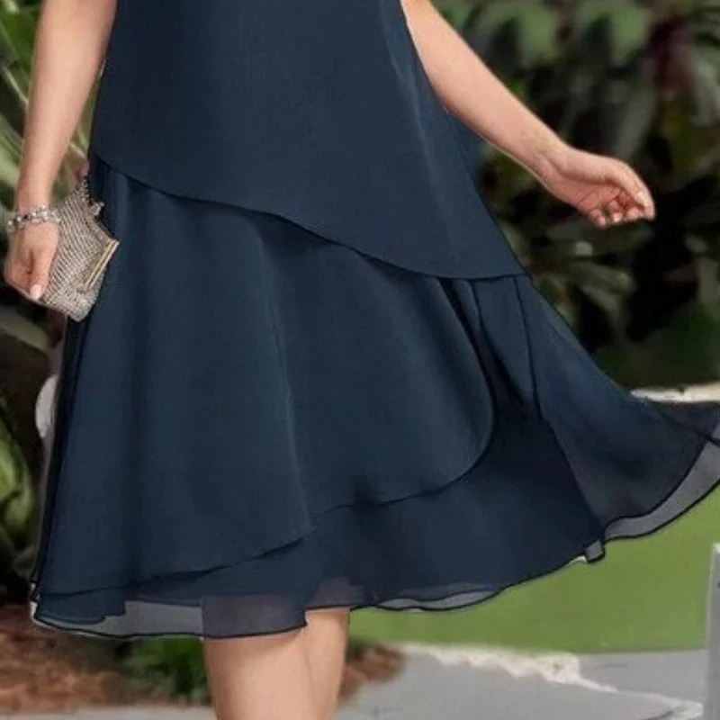 ⏳Spécial à durée limitée⏰Robe midi A-line en maille superposée👗 - Image 7