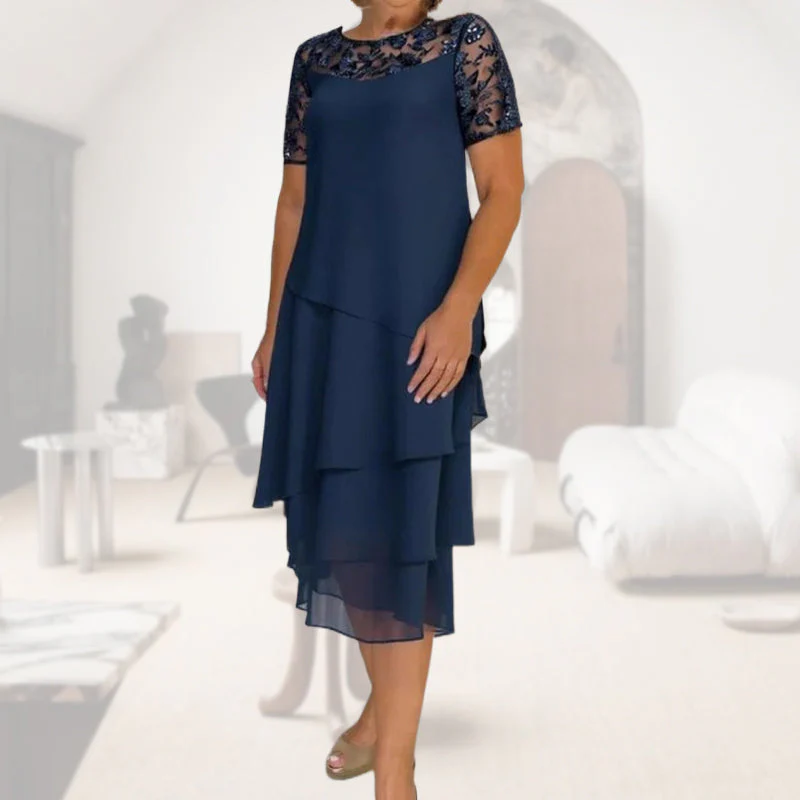 ⏳Spécial à durée limitée⏰Robe midi A-line en maille superposée👗 - Image 8