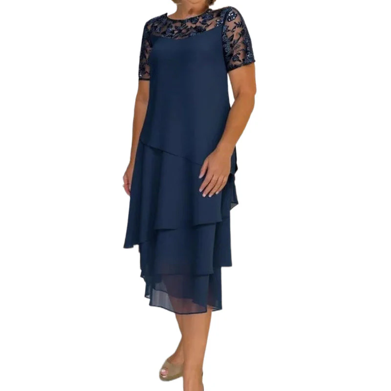 ⏳Spécial à durée limitée⏰Robe midi A-line en maille superposée👗 - Image 9