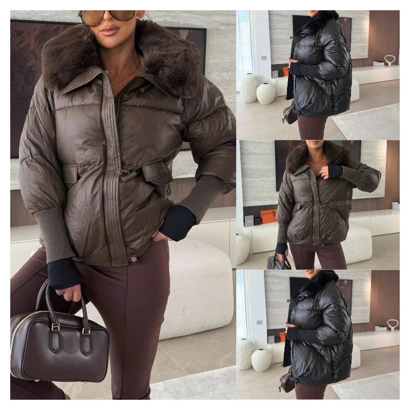 📢📢55 % DE RÉDUCTION !!!🔥Élégante doudoune pour femme avec col en fourrure synthétique