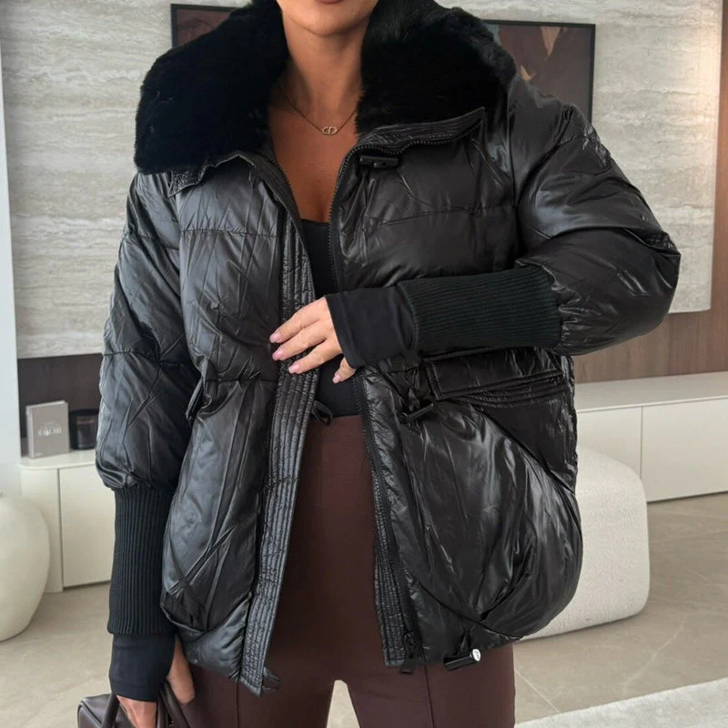 📢📢55 % DE RÉDUCTION !!!🔥Élégante doudoune pour femme avec col en fourrure synthétique - Image 3