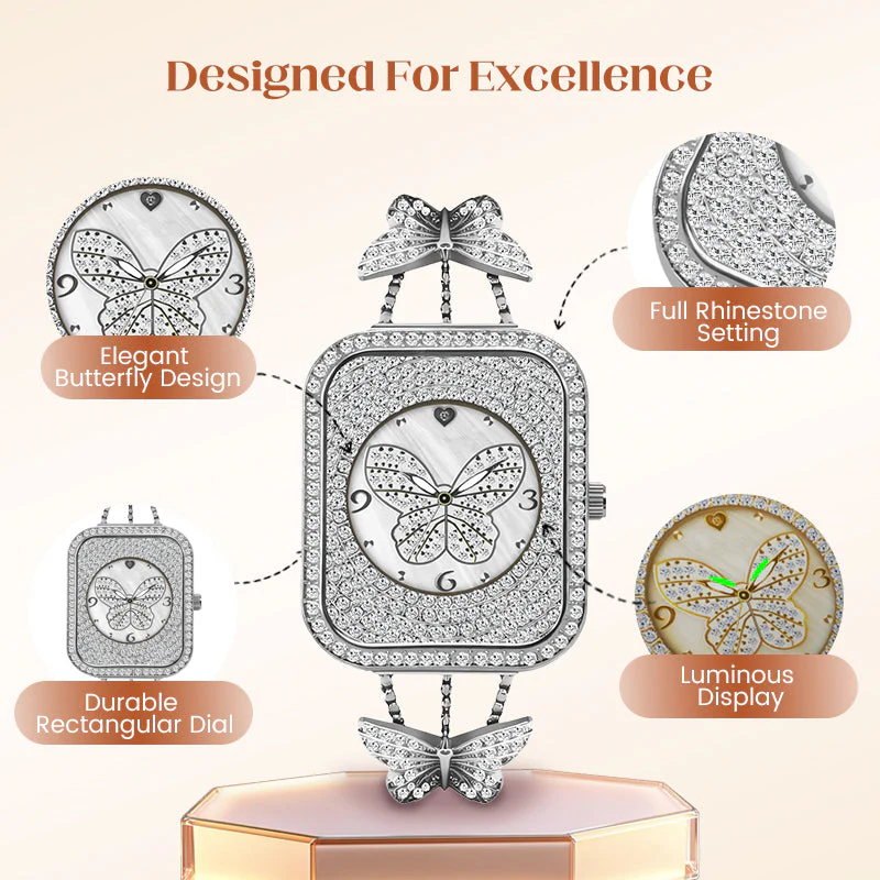 【📍Sélection de Cadeaux de Noël📍】Montre à chaîne élégante avec pendentif papillon pour femme📢📢60 % de réduction !!!✨ - Image 4