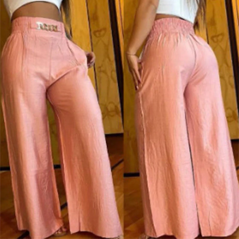 📢📢60 % de réduction !! ⏰Pantalon taille haute à jambes larges pour femme avec ceinture décorative - Image 13