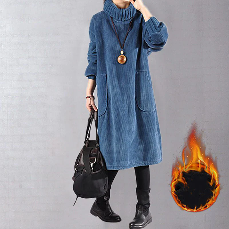 📢📢60 % de réduction !!!🎅👗 Robe Longue Femme en Velours Côtelé - Coupe Ample & Col Haut | Confort Douillet Absolu, Livraison Rapide 📦🍂 - Image 6
