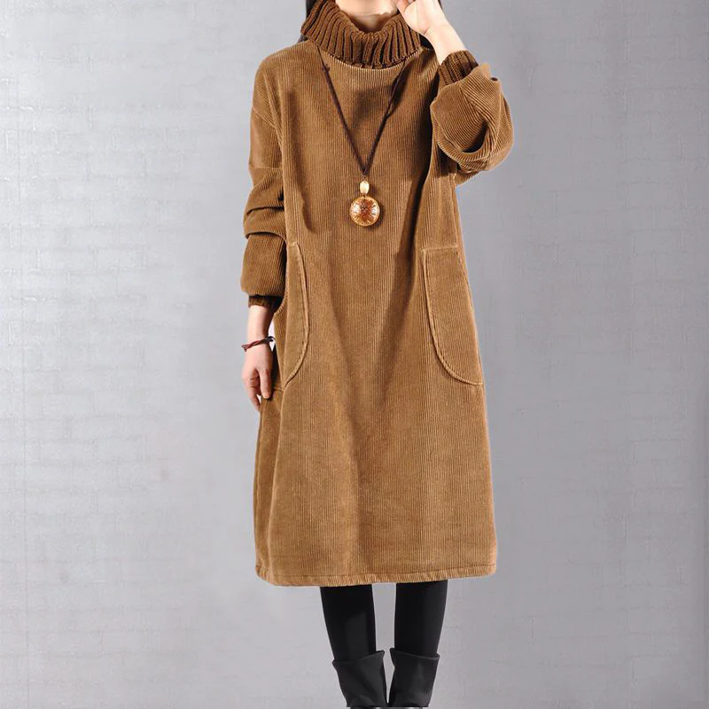 📢📢60 % de réduction !!!🎅👗 Robe Longue Femme en Velours Côtelé - Coupe Ample & Col Haut | Confort Douillet Absolu, Livraison Rapide 📦🍂 - Image 7