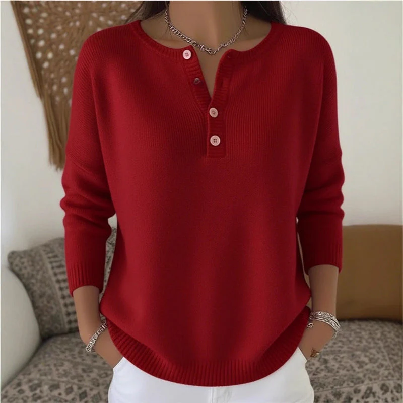 📢📢56 % DE RÉDUCTION !!! ✨Pull en Maille à Col en V avec Boutons pour Femme - Image 4