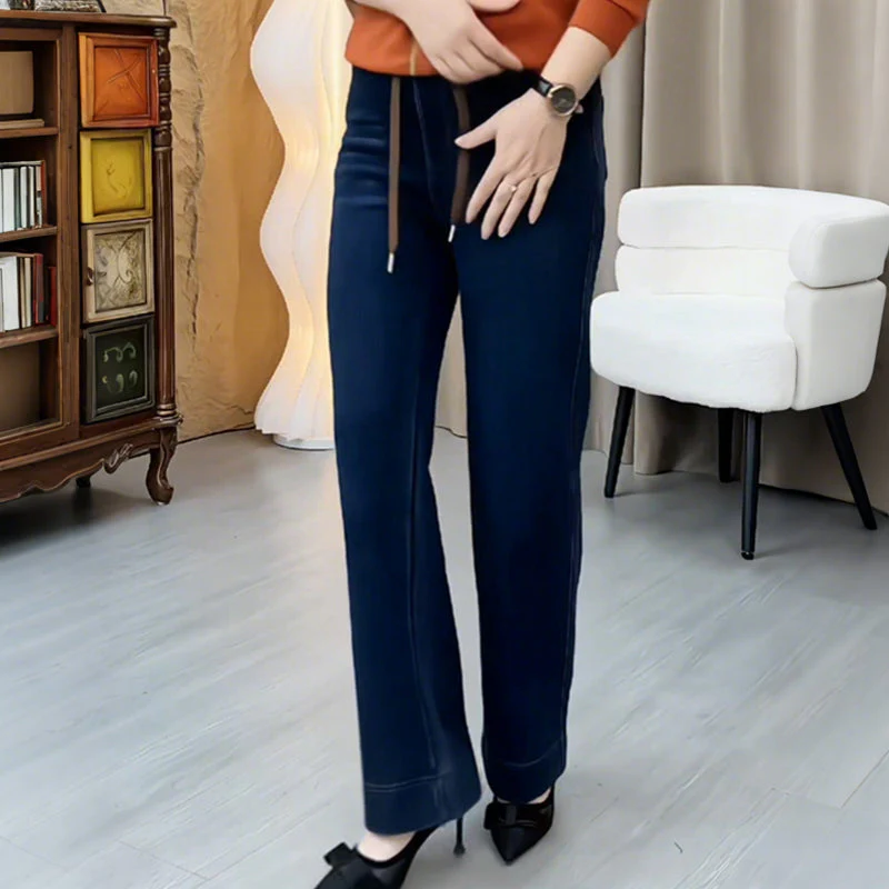 📢60% de réduction！！！📍Jean droit femme à ceinture élastique ajustable par cordon👖 - Image 2
