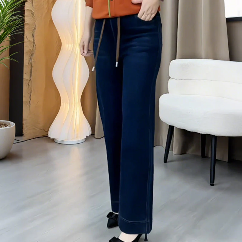 📢60% de réduction！！！📍Jean droit femme à ceinture élastique ajustable par cordon👖 - Image 7