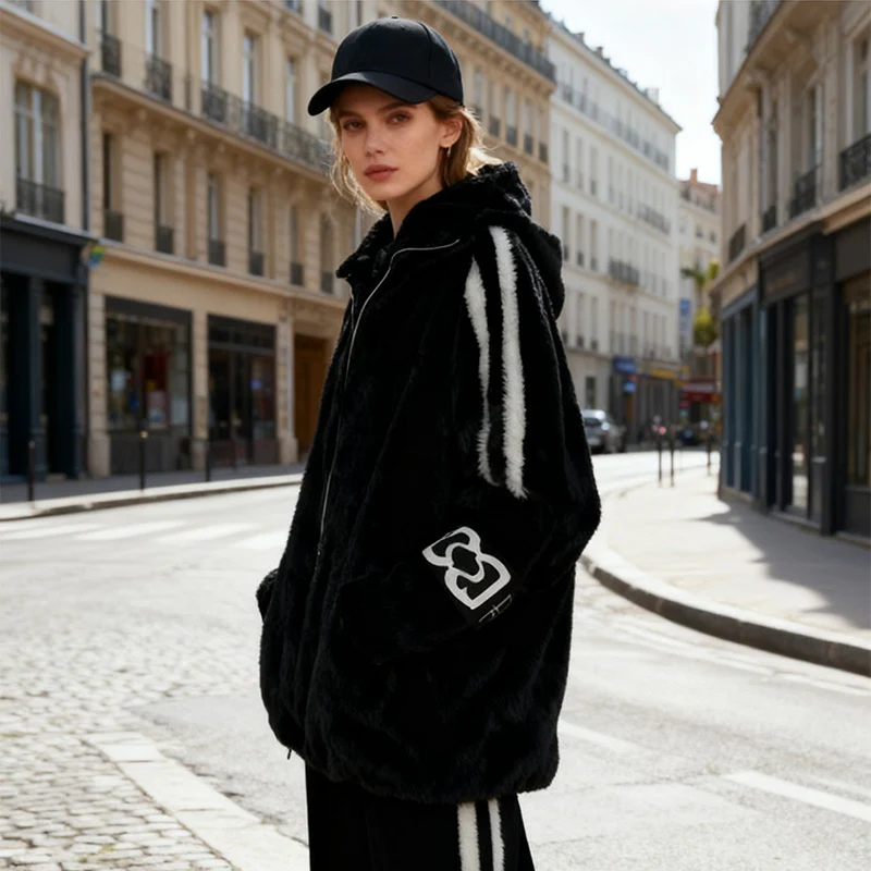 📢📢60% DE RÉDUCTION !!! ✨Manteau Décontracté à Capuche Zippé en Peluche pour Femme - Image 7