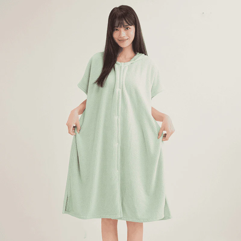 📢📢50 % DE RÉDUCTION ! ✨Peignoir femme confortable à capuche et texture quadrillée - Image 10