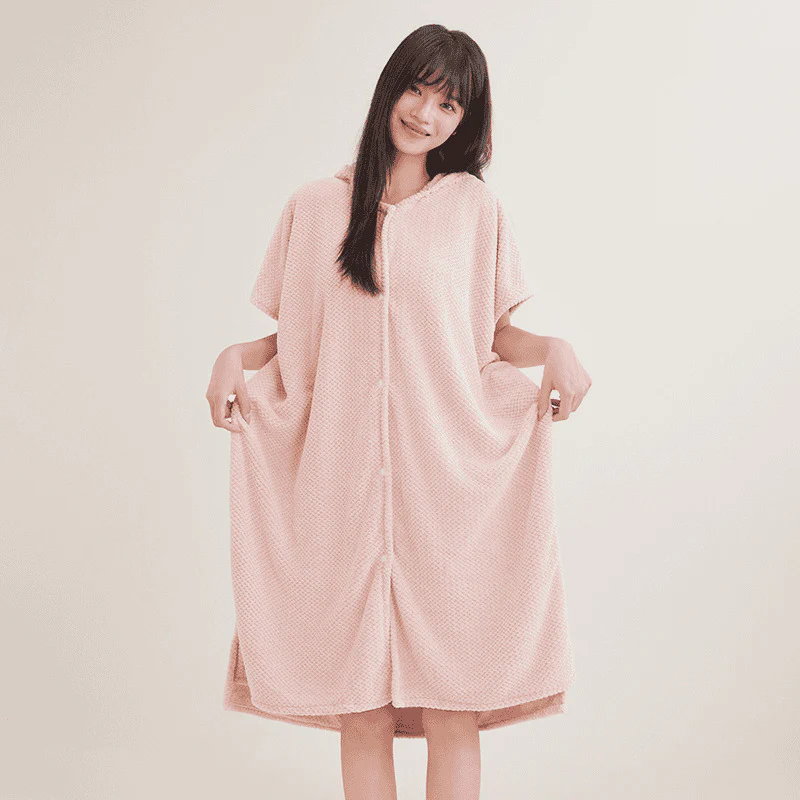 📢📢50 % DE RÉDUCTION ! ✨Peignoir femme confortable à capuche et texture quadrillée - Image 11