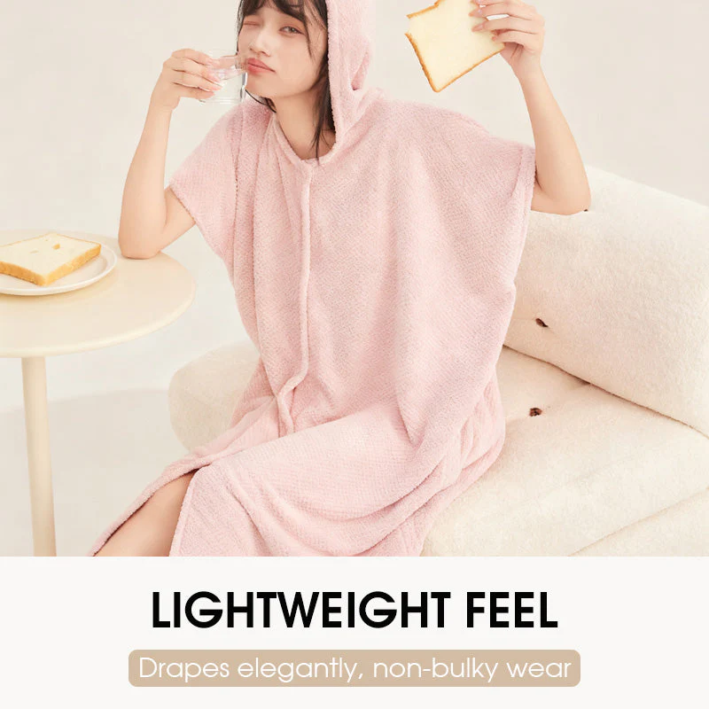 📢📢50 % DE RÉDUCTION ! ✨Peignoir femme confortable à capuche et texture quadrillée - Image 3