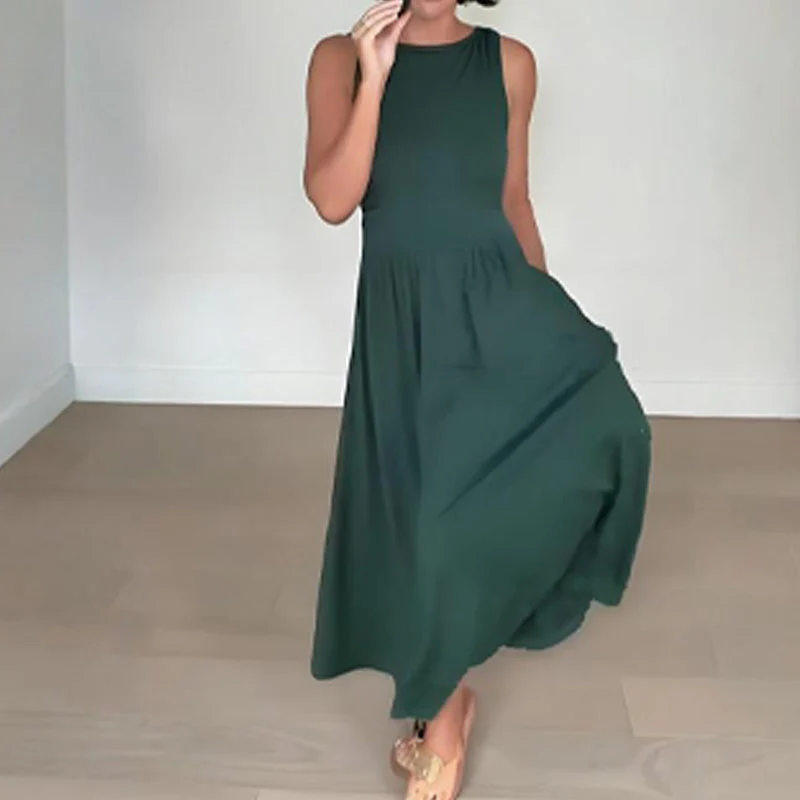 📢📢60 % de réduction !! ⏰Robe longue élégante à col rond pour femme 👗 - Image 8