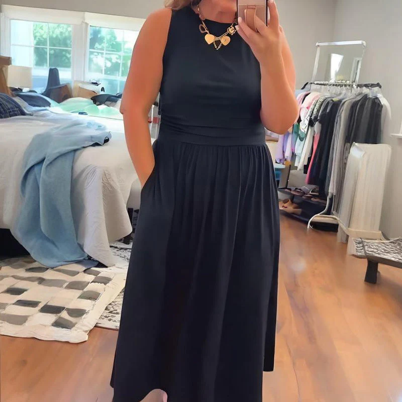 📢📢60 % de réduction !! ⏰Robe longue élégante à col rond pour femme 👗 - Image 9