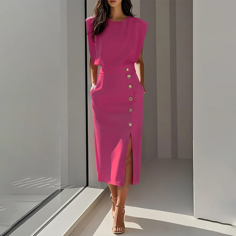 Women's Elegant Split Midi Dress - Image 6