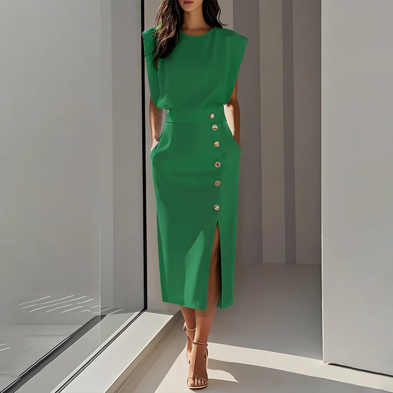 Women's Elegant Split Midi Dress - Image 7