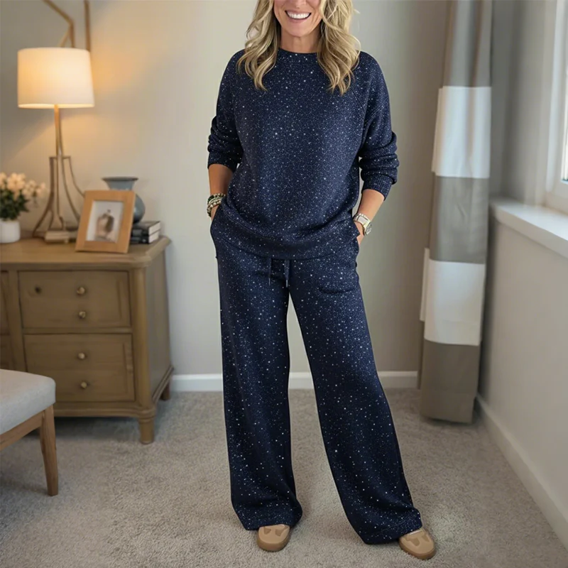 📢📢60 % de réduction !!!🎅Ensemble 2 pièces pour femme comprenant un pull à paillettes et un pantalon - Image 9